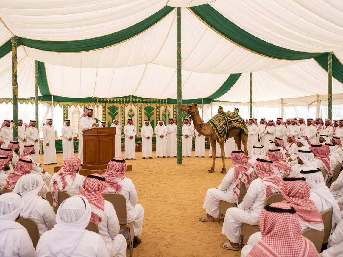 مزاد إبل تحت خيام المهرجان